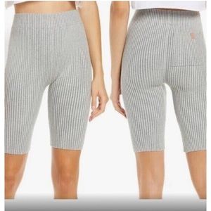 LUNYA Cozy Cotton Silk Ribbed Bike Short - Size Small gray